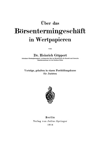 Über das Börsentermingeschäft in Wertpapieren