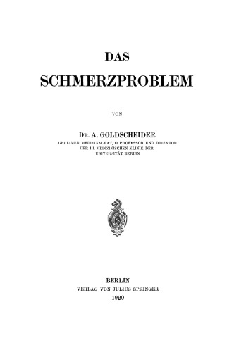 Das Schmerzproblem