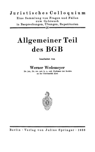 Allgemeiner Teil des BGB