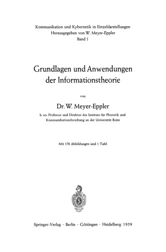 Grundlagen und Anwendungen der Informationstheorie