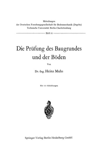 Die Prüfung des Baugrundes und der Böden