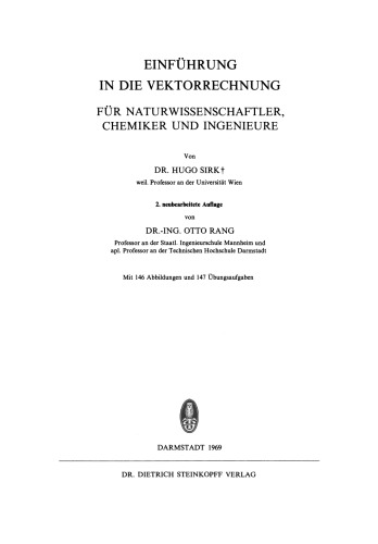 Einführung in die Vektorrechnung: Für Naturwissenschaftler, Chemiker und Ingenieure