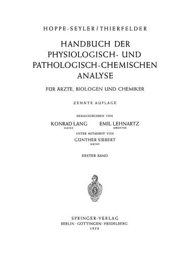 Allgemeine Untersuchungsmethoden: Erster Teil