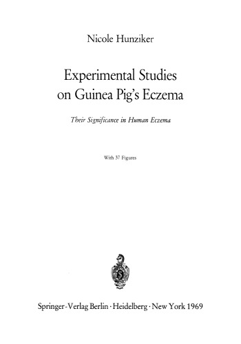 Experimental Studies on Guinea Pig’s Eczema: Their Significance in Human Eczema