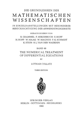 The Numerical Treatment of Differential Equations