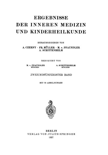 Ergebnisse der Inneren Medizin und Kinderheilkunde: Zweiundfünfzigster Band