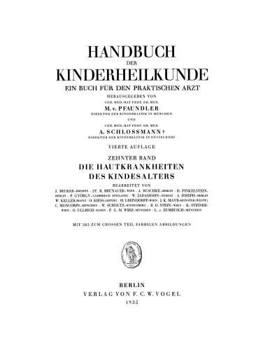 Die Hautkrankheiten des Kindesalters