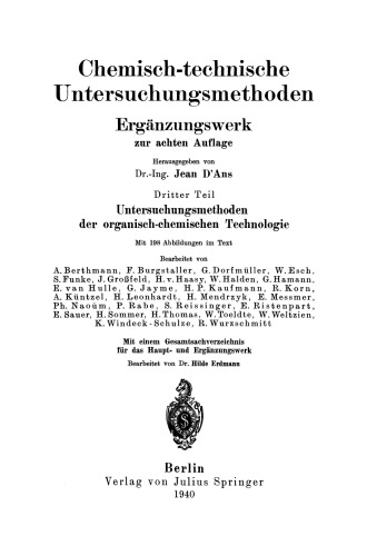 Untersuchungsmethoden der organisch-chemischen Technologie: Dritter Teil