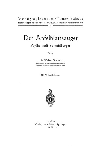 Der Apfelblattsauger: Psylla mali Schmidberger