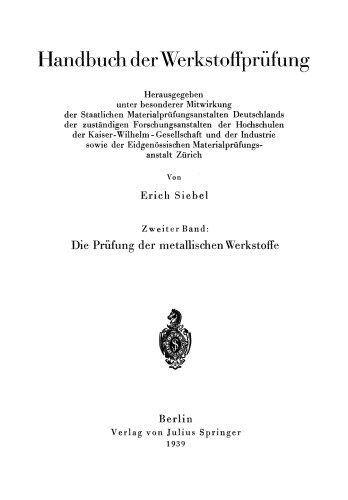 Die Prüfung der metallischen Werkstoffe