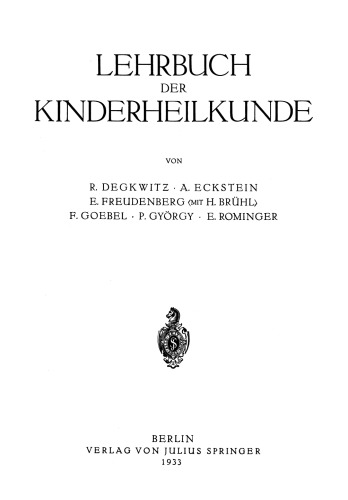 Lehrbuch der Kinderheilkunde