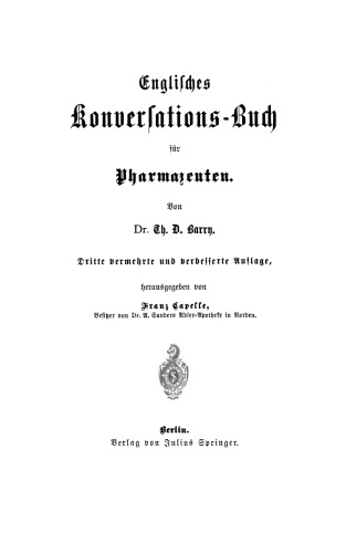 Englisches Konversations-Buch für Pharmazeuten