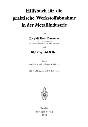 Hilfsbuch für die praktische Werkstoffabnahme in der Metallindustrie