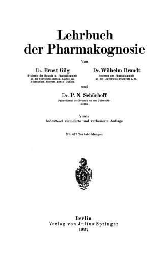 Lehrbuch der Pharmakognosie