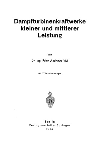 Dampfturbinenkraftwerke kleiner und mittlerer Leistung