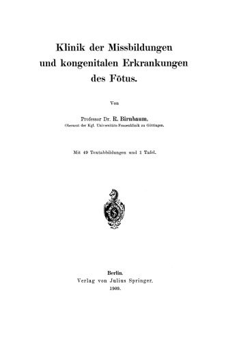 Klinik der Missbildungen und kongenitalen Erkrankungen des Fötus