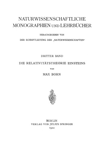 Die Relativitätstheorie Einsteins und Ihre Physikalischen Grundlagen: Elementar Dargestellt