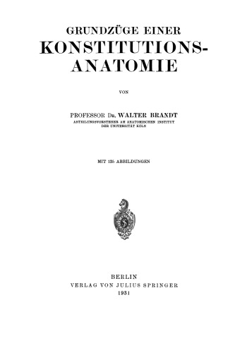 Grundzüge Einer Konstitutions-Anatomie