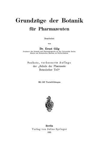 Grundzüge der Botanik für Pharmazeuten