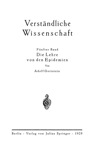 Die Lehre von den Epidemien
