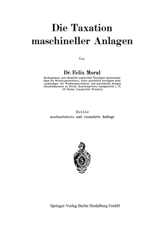 Die Taxation maschineller Anlagen