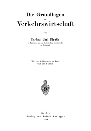 Die Grundlagen der Verkehrswirtschaft