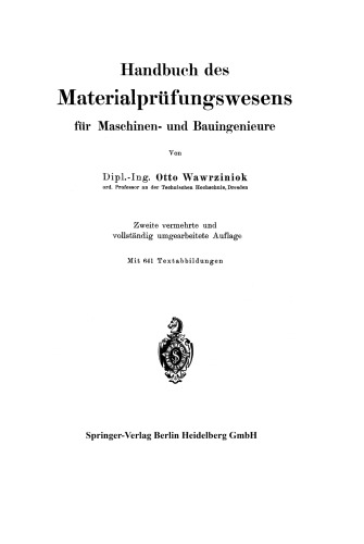 Handbuch des Materialprüfungswesens für Maschinen- und Bauingenieure