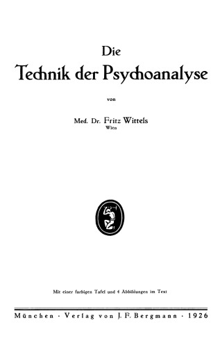 Die Technik der Psychoanalyse