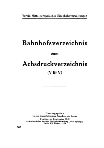 Bahnhofsverzeichnis zum Achsdruckverzeichnis