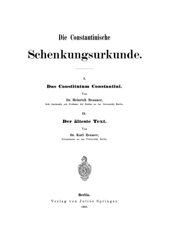 Die Constantinische Schenkungsurkunde