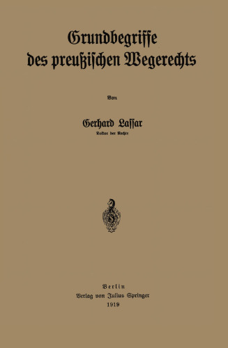 Grundbegriffe des preußischen Wegerechts