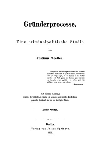 Gründerprocesse: Eine criminalpolitische Studie