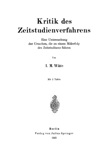 Kritik des Zeitstudienverfahrens: Eine Untersuchung der Ursachen, die zu einem Mißerfolg des Zeitstudiums führen