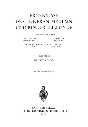 Ergebnisse der Inneren Medizin und Kinderheilkunde