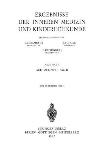 Ergebnisse der Inneren Medizin und Kinderheilkunde