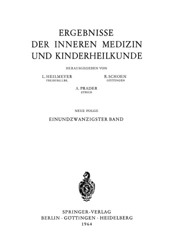 Ergebnisse der Inneren Medizin und Kinderheilkunde: Neue Folge
