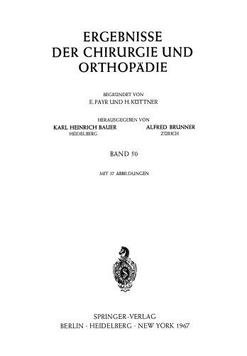 Ergebnisse der Chirurgie und Orthopädie