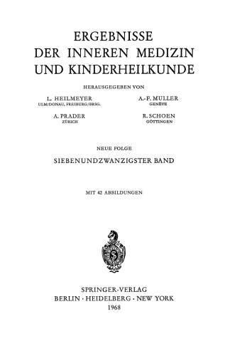 Ergebnisse der Inneren Medizin und Kinderheilkunde