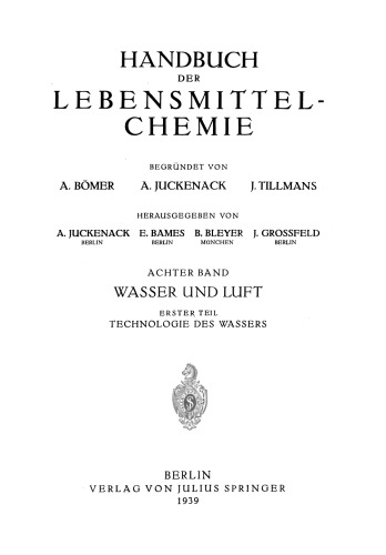 Wasser und Luft: Erster Teil Technologie des Wassers