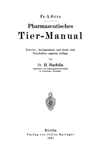 Pharmazeutisches Tier-Manual