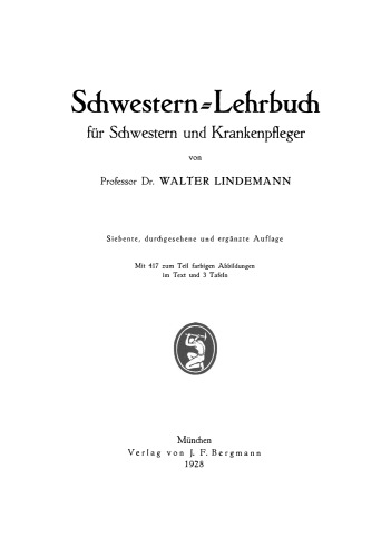 Schwestern-Lehrbuch für Schwestern und Krankenpfleger