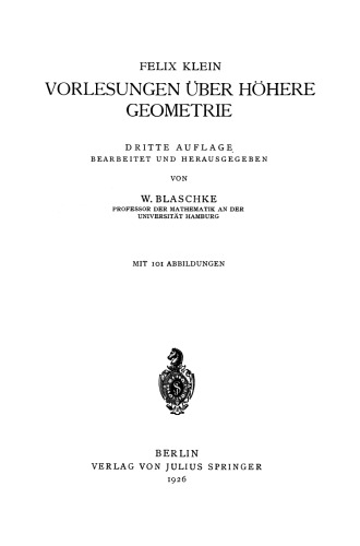 Vorlesungen über Höhere Geometrie