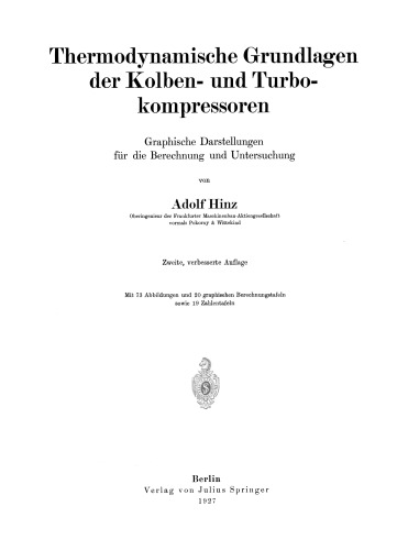Thermodynamische Grundlagen der Kolben- und Turbokompressoren: Graphische Darstellungen für die Berechung und Untersuchung