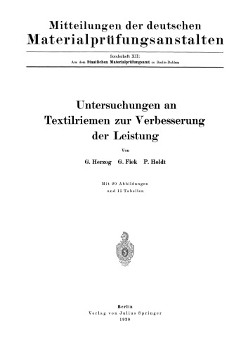 Untersuchungen an Textilriemen zur Verbesserung der Leistung