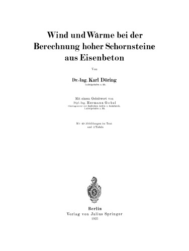 Wind und Wärme bei der Berechnung hoher Schornsteine aus Eisenbeton