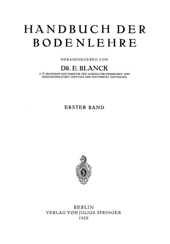 Die Naturwissenschaftlichen Grundlagen der Lehre von der Entstehung des Bodens