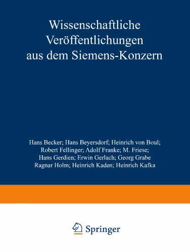 Wissenschaftliche Veröffentlichungen aus dem Siemens-Konzern: III. Band