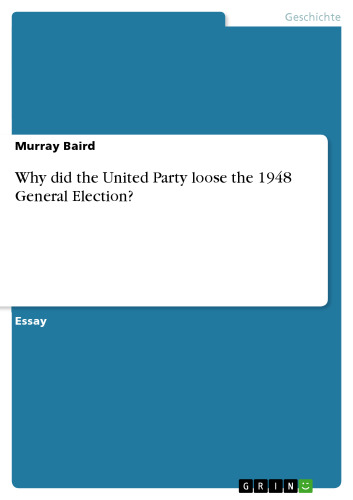 Why did the United Party loose the 1948 General Election?