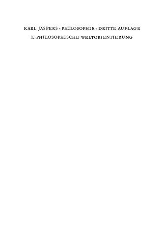 I. Philosophische Weltorientierung