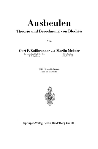 Ausbeulen: Theorie und Berechnung von Blechen